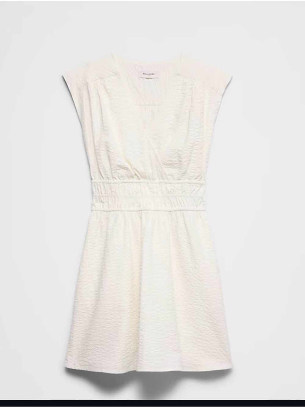 Banana Republic Factory Cream Textured V-Neck Mini Dress